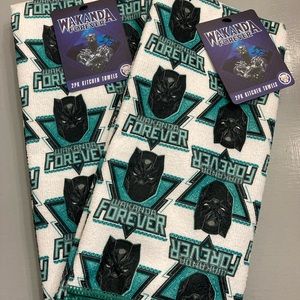 WAKANDA FOREVER! dish towel set.  Two towels in each (total of four towels).